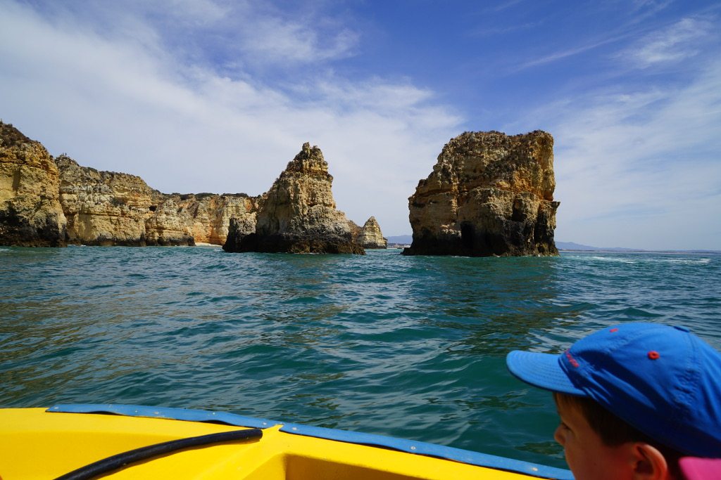 Felsklippen Algarve Bootsfahrt an der Küste der Algarve in Lagos